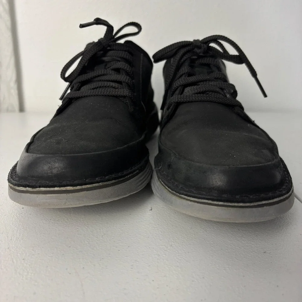 Clarks Mens Brahnz Black Leather Oxford Sneakers 8.5 Gorpcore Tech Casual Shoes